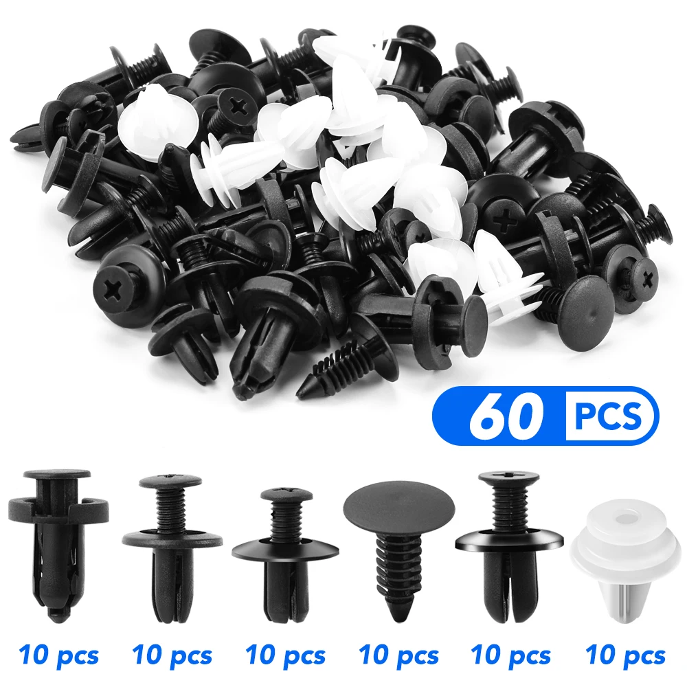 60pcs Auto Fastener Clip Mixed for Mitsubishi Lancer Outlander Pajero V73