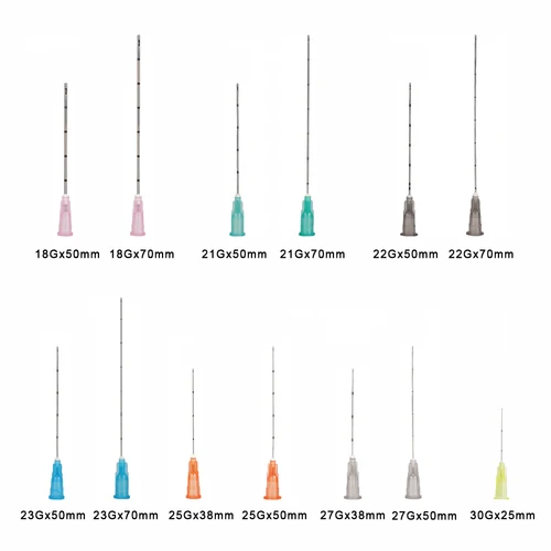 Imagen 2 del producto Aguja espinal desechable de Micro cánula fina, agujas de jeringa de punta roma con muescas, 18G, 21G, 22G, 23G, 25G, 27G, 30G, 10 juegos