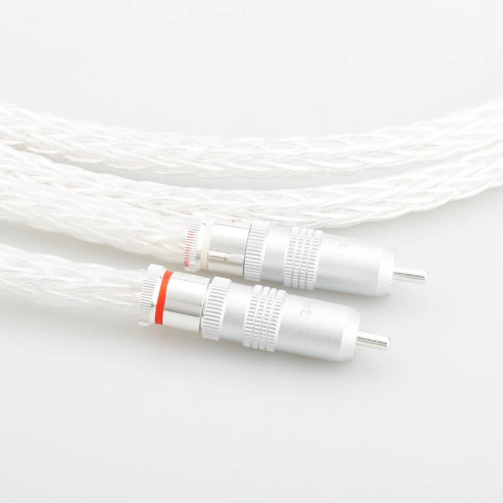 

New 8AG RCA Analogue Cable Interconnect cable Audio video extension cable OCC Silver Plated With Silver Plated RCA Plug