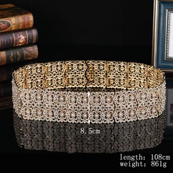 New Luxury Women's Zinc Alloy Belt Bride Wedding Crystal Jewelry Metal Hollowed-Out Waist Chain Personalized Gift