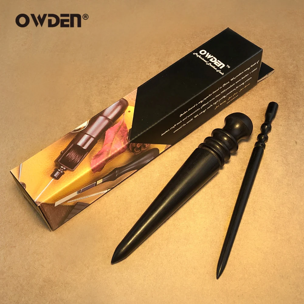 OWDEN 2PCS Leather Edge Slicker lucido Rods Tool ebano Round Burnisher Set lucidatrice per bordi in pelle