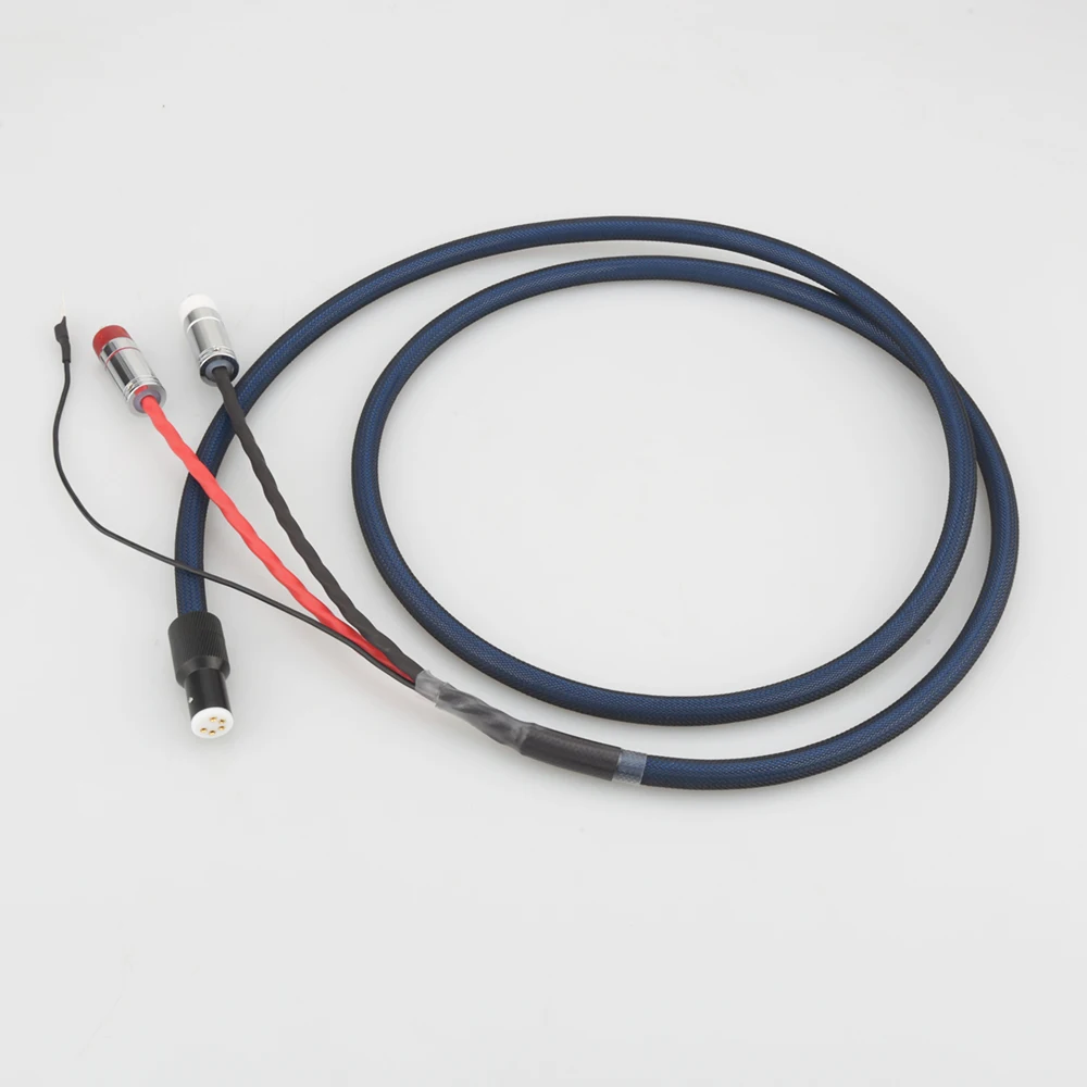 Audiocrast OFC Silver Plated With shielding 5 pin DIN to RCA U spade plug Audio Phono Tonearm Cable with Ground Wire