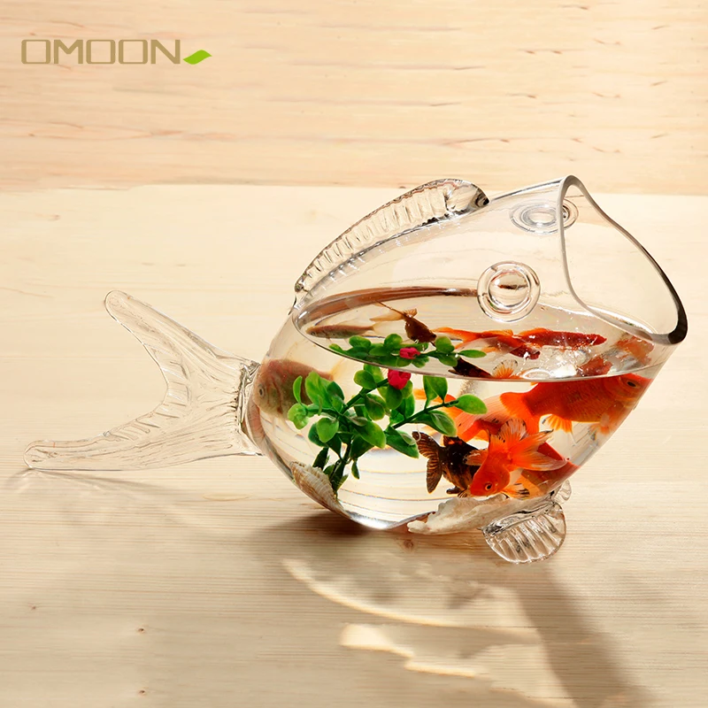 Fish glass bowl clear Transparent Glass Fish-shaped Aquarium Fish Tank Glass Home Living Room Office decoration Craft Ornaments