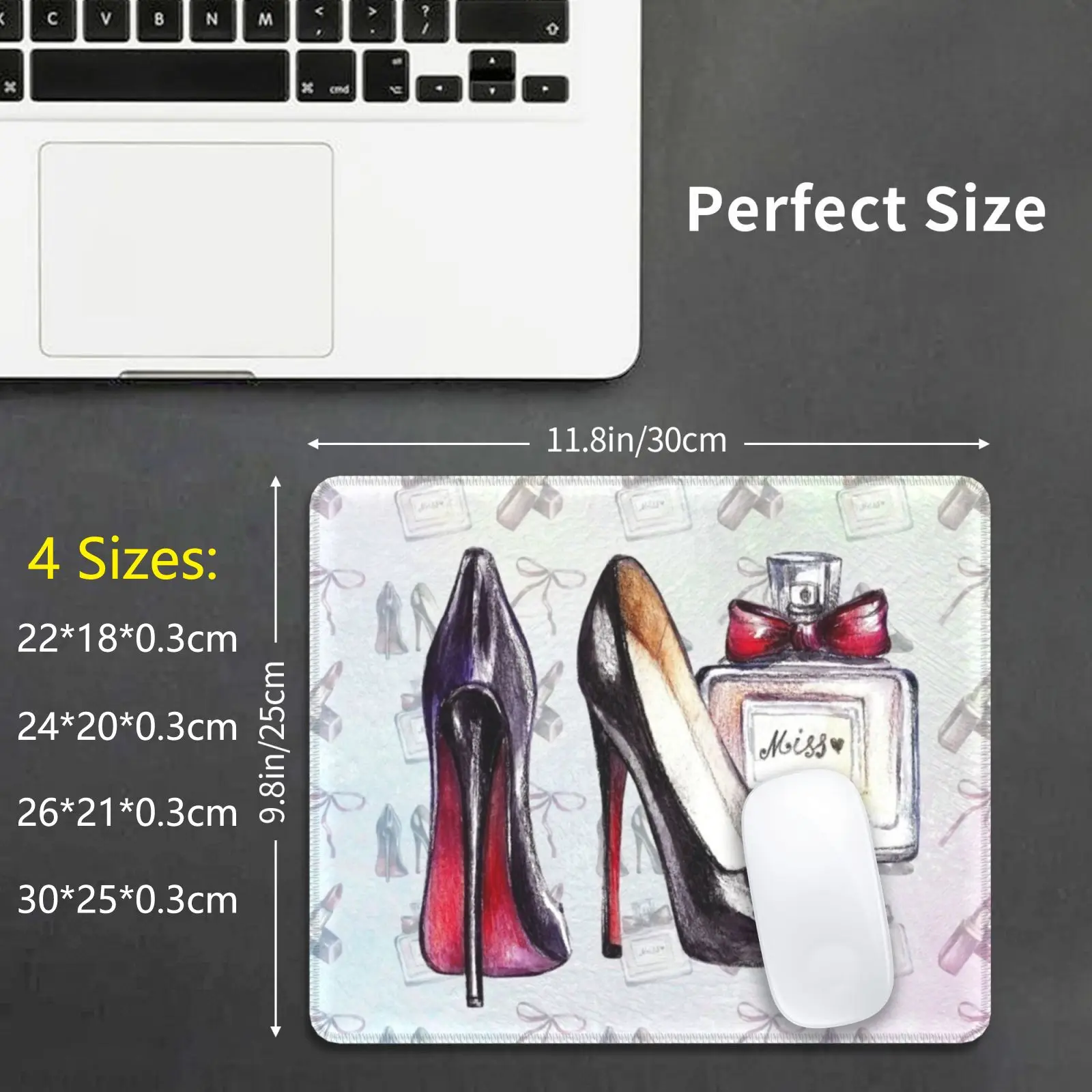 Sexy Shoes Mouse Pad DIY Print Sexy Shoes High Heels Sexy Womens Night Out Painted Chalk Pattern Girly