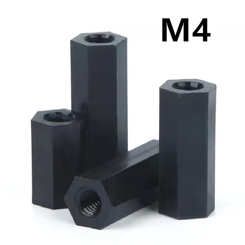 200/100/50PCS nylon spacer M4x10/12/15/18/20/22/25/30/35/40/45mm female to Female Black Nylon Standoff spacer