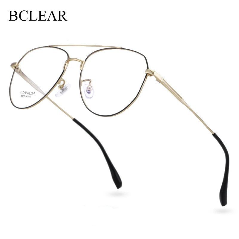 BCLEAR Fashion Brand Design Literary Retro Eyeglass Frames Men Women Titanium Double Bridge Ultra Light Spectacles Eyewear Frame