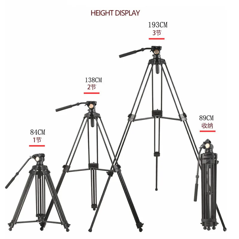 Treppiede Video Q880A treppiede professionale in alluminio resistente da 76 pollici con testa fluida per videocamera Canon Nikon Sony DSLR