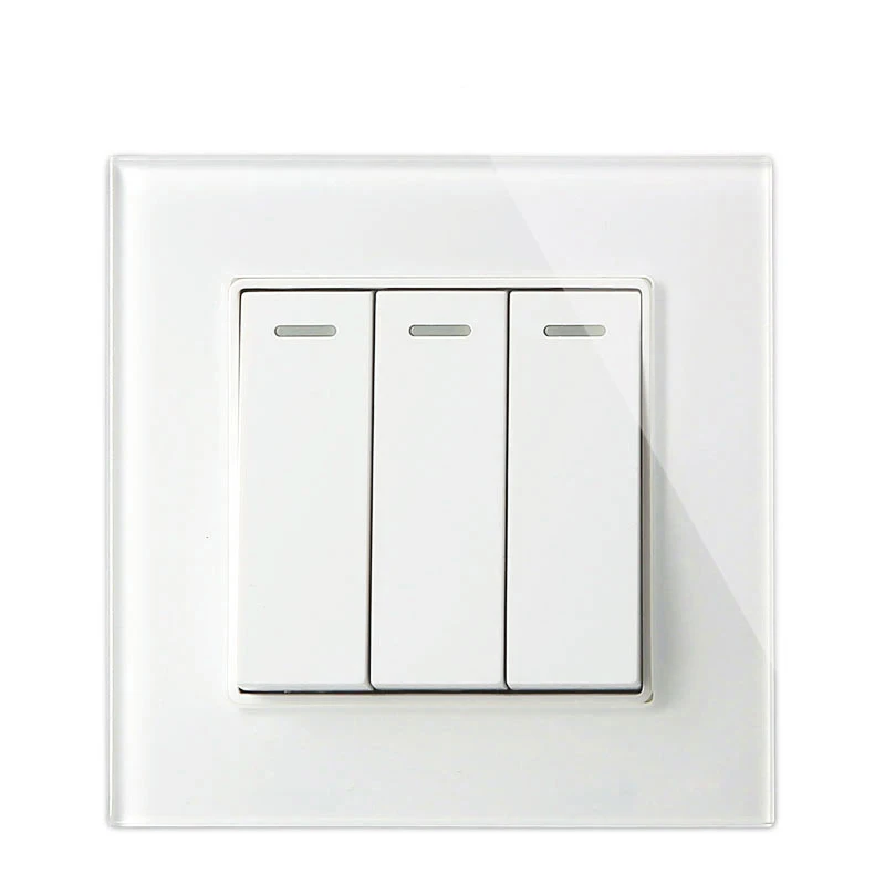 Avoir Wall Button Switch 1 2 3 4 Gang 1 2 Way Button Switches Light Switch On / Off Glass Panel Outlet Lamp Light Switch