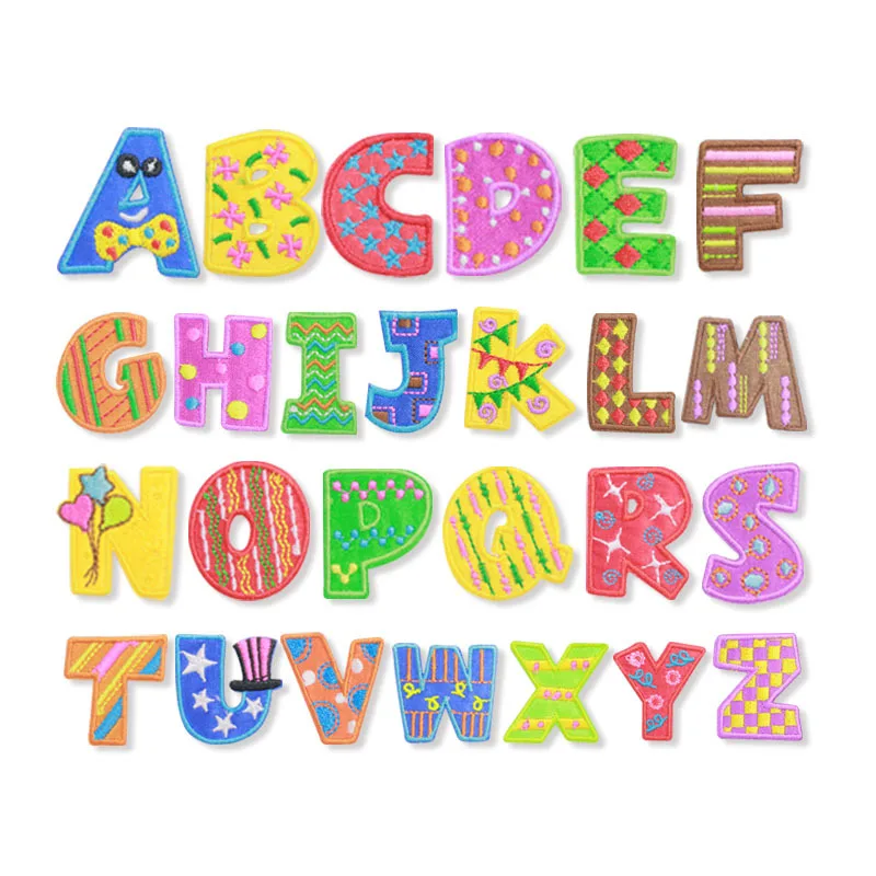 1szt New Rainbow English Alphabet Letter A-Z Applique Iron on Letters Patch for Clothing Badge Paste for Clothes Bag Shoes