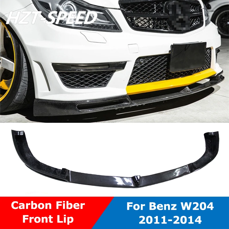 V Style Carbon Fiber Front Lip Bumper Spoiler Diffuser For Mercedes Benz W204 C Class C63 AMG Car Modification 2011-2014