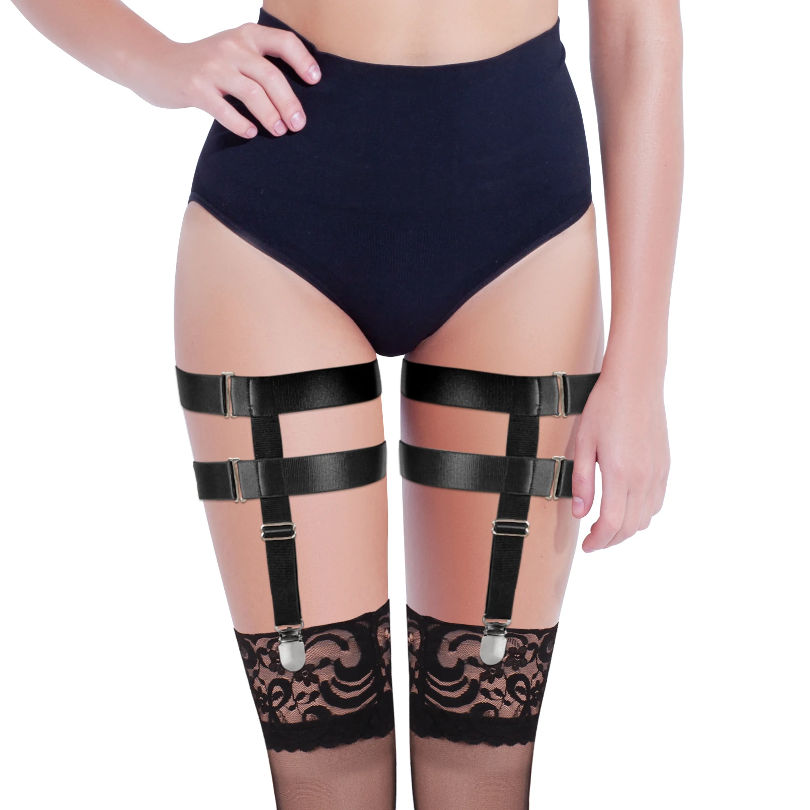 1 Pair Punk Thigh Harness Straps Women Sexy Lingerie Elasticity Suspenders Goth Girls Leg Ring Garter Belt Stockings Accessories