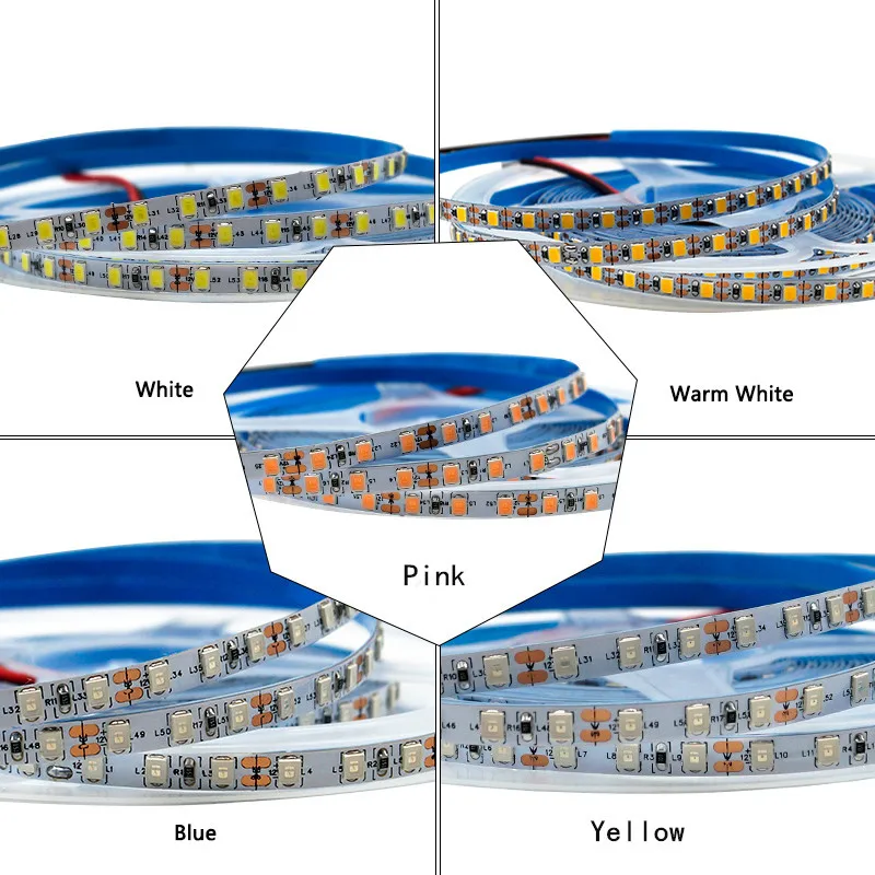 

100m 2835 LED Strip Light 5mm width Yellow Blue Pink White Warm White 12v 5v 120 leds/m 60 leds/m LED Tape Non waterproof