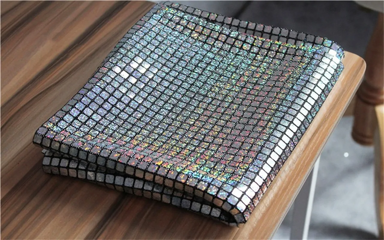 Square Sequined Rainbow Gauze Fabric DIY Patchwork Party Decor Props Skirts Wedding Dress Metallic Clothes Designer Fabric