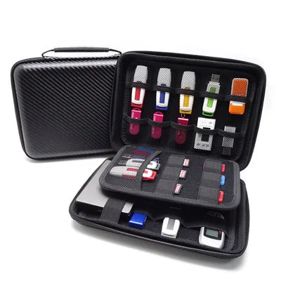 Caso de disco rígido portátil, USB Flash Drive Case, grande capacidade, impermeável, à prova de choque, Acessórios eletrônicos Organizer, Universal