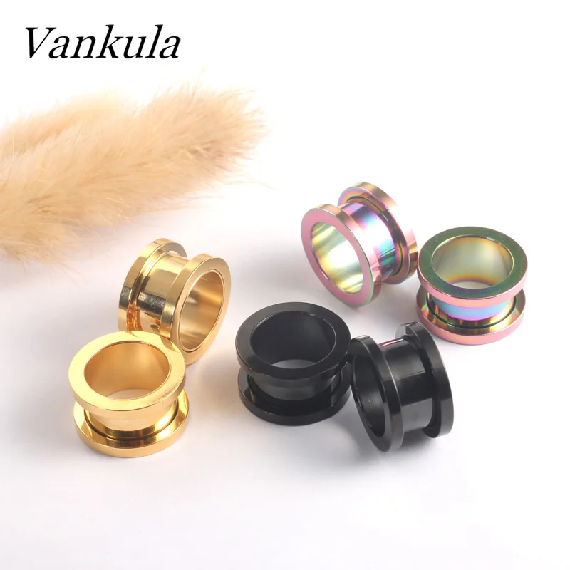 Vankula Wholesale 10PCS Lots Stainles Steel Screw Ear Plugs Tunnels Piering Body Jewelry Fahion Earrings Ear Gauges Expander