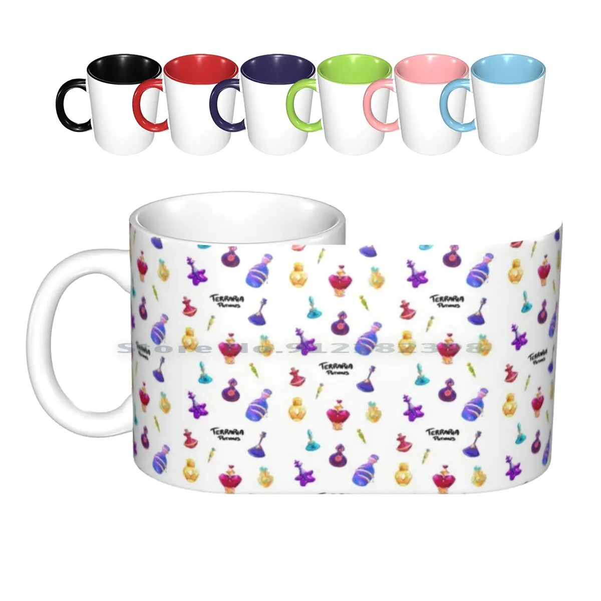 Terraria Potions Ceramic Mugs Coffee Cups Milk Tea Mug Terraria Magic Fantasy Potions Obsidian Skin Battle Healing Health Star