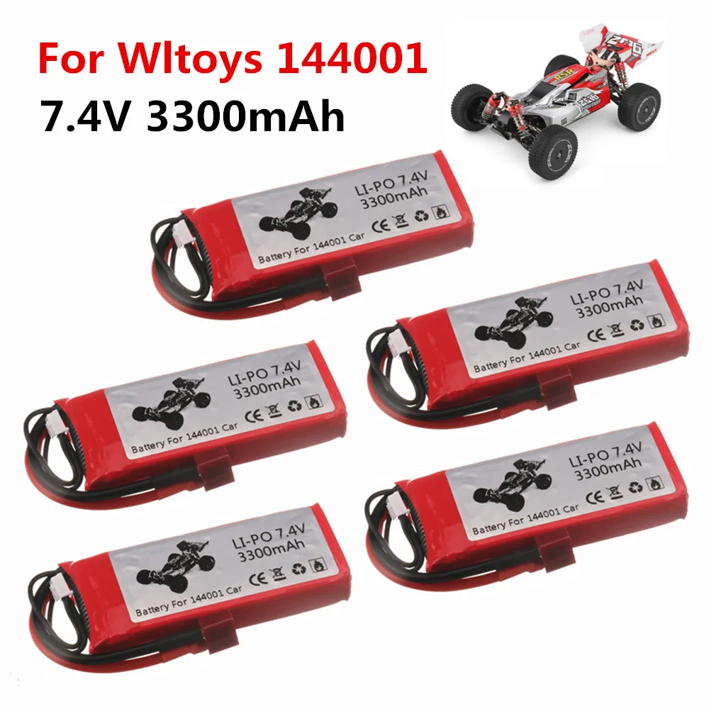 Original For Wltoys 144001 car 2s 7.4 V 3300mAh Lipo battery T Plug for Wltoys 1/14 144001 RC car boat Lipo battery 1-5PCS