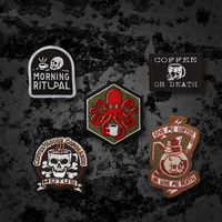 Morning Ritupal Embroidery Patches Coffee House Commando Motus Octopus Give Me Coffee Or Death Skull Tactical Chapter Clothes