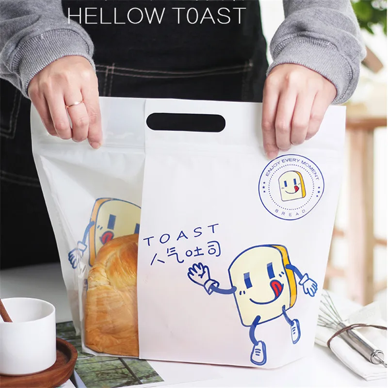 50pcs 450g Toast Bread Packaging Bags Large Portable Zipper Transparent Baking Cake Pastry Packing