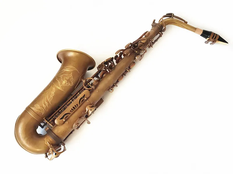 High Unique Retro Alto Saxophone New Brass Antique Copper Eb Tune E Flat Musical Instrument Sax with Case Mouthpiece