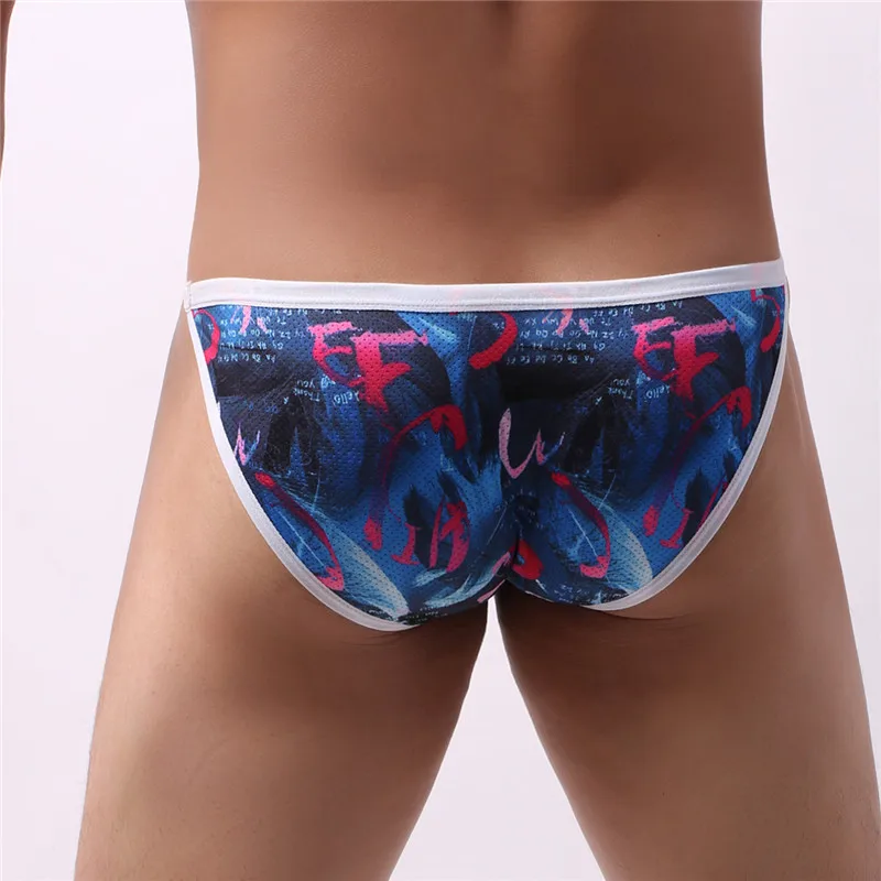New Men Underwear Printing  Briefs Lycra Briefs Men Shorts Print Cuecas Masculina Underpants Hombre Low Waist Breathable Briefs