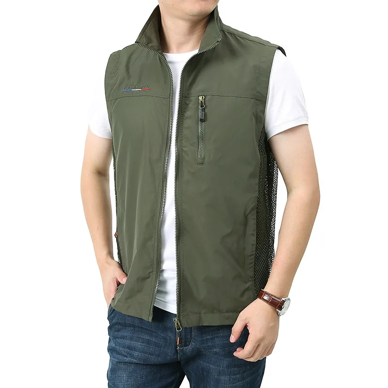 

Autumn Spring Men Casual Vest Multipockets Breathable Big Size Waistcoat Quick-dry Hiking Fishing Vest Jackets Colet De Resorte