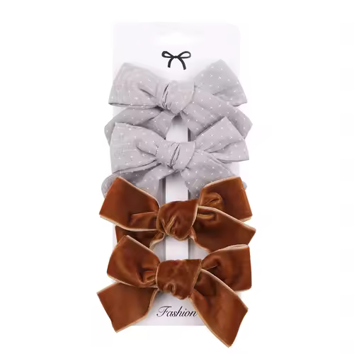 4Pcs/set Leopard Dot Print Bowknot Hair Bow Clips Baby Girls Lace Cotton Linen Barrettes Safety Hairpins Headwear Accessories - Image 14