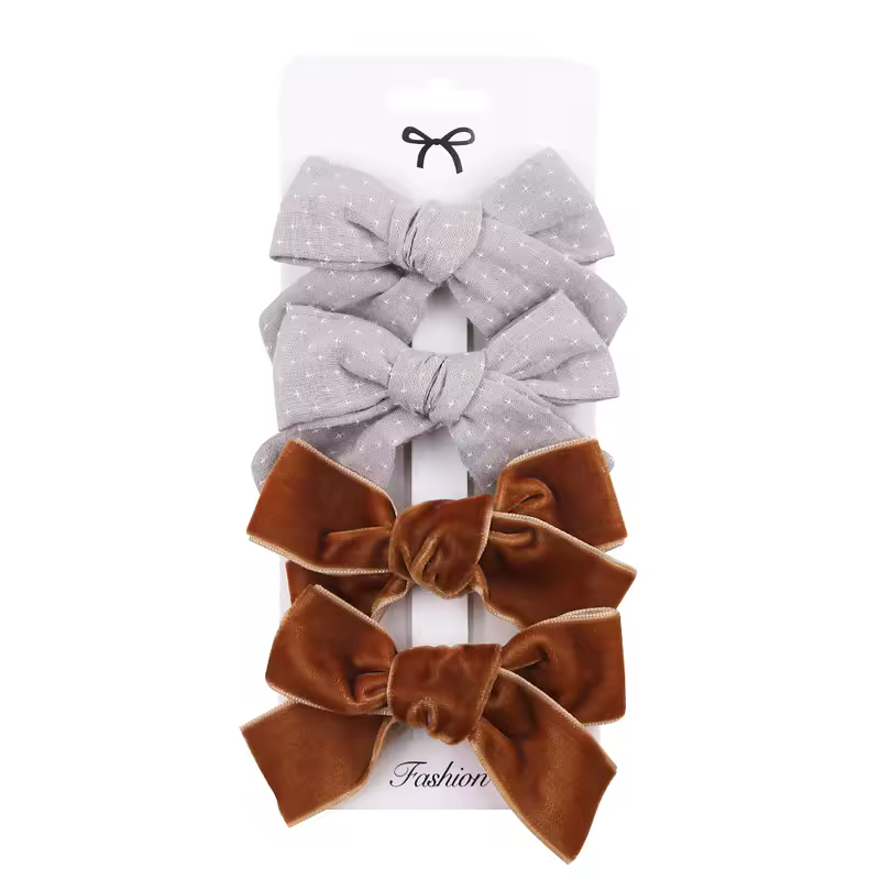 4Pcs/set Leopard Dot Print Bowknot Hair Bow Clips Baby Girls Lace Cotton Linen Barrettes Safety Hairpins Headwear Accessories - Image 14
