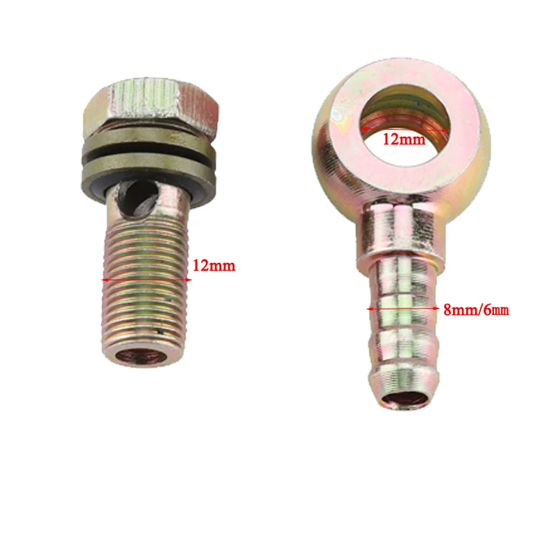 Adaptador de tornillo hueco esférico para motocicleta, radiador de refrigeración para Motocross, 80cc-250cc, M12 x 1,25, mango OD, 8mm, 6mm