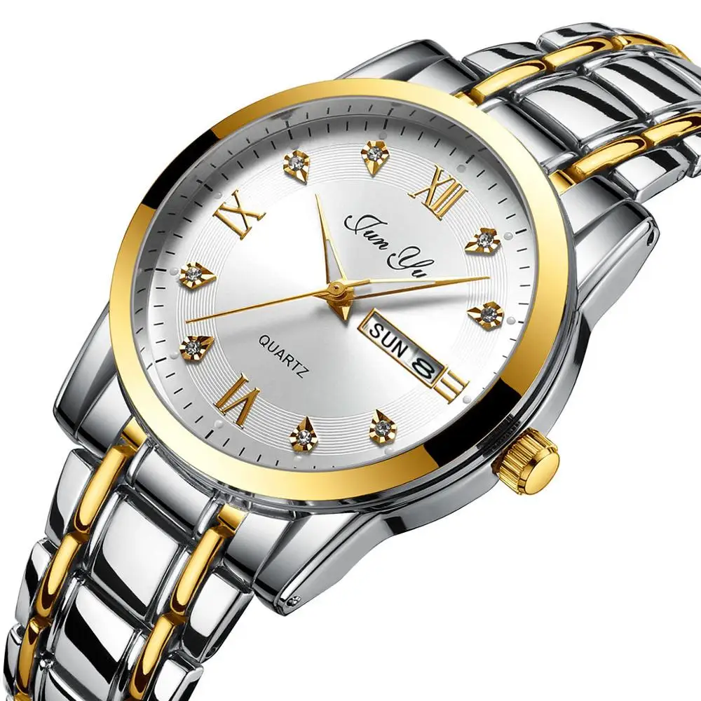 

Luxury Mens Watches Luminous Waterproof Stainless Steel Watch Quartz Diamond scale Men Date Calendar Business Wristwatch For men