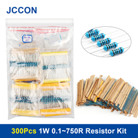 300Pcs 1W 0.1~750R Metal Film Resistor Assorted Kit 30Values x 10Pcs=300Pcs Sample Kit Color Ring Resistance 0.1R 1R 2R