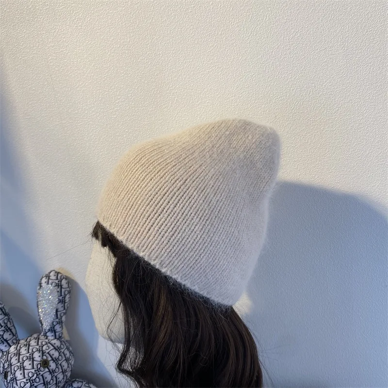 Winter Ladies Girls Cashmere Beanie Caps Women Thickened Warm Knit hat Skullcap Adult Rabbit fur Wool Skullies Gorras