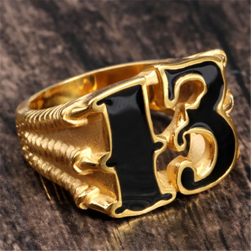 European and American stainless steel ring digital 13 titanium steel taro men\'s punk ring
