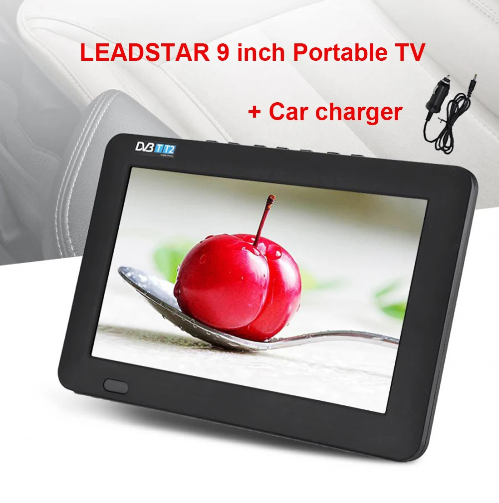 LEADSTAR D9 9 inch LED TV Portable Display digital player DVB-T2 Analog ATSC Portable TV USB TF Card With Car charger