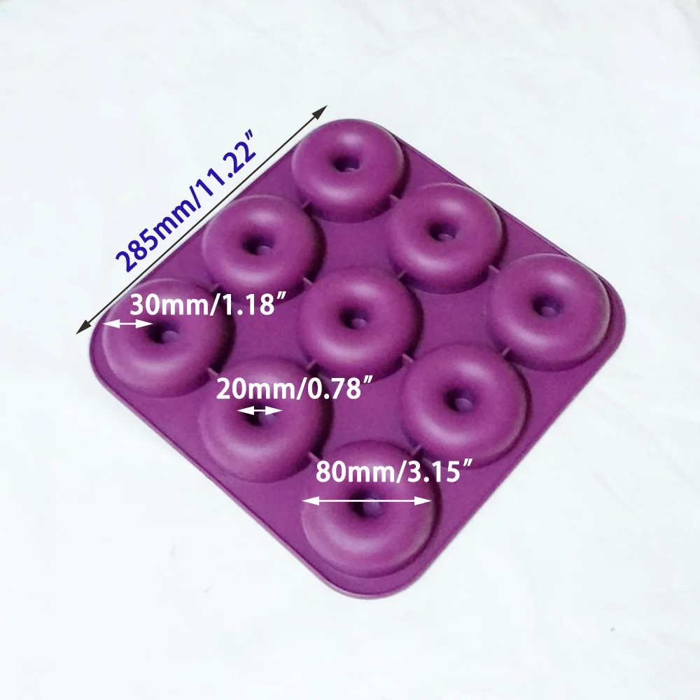 9 Cavity Donut Pan Silicone Cake Mold Baking Tool Chocolate Dessert Fondant Mould Bagels/Muffins Delicacies Bakeware