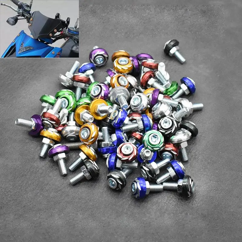 1pc CNC Motorcycle Screw Nut Alloy Color Plate Coverset Cowling Motorcycle Aluminum Washer Body Cover Skru Motorcycle Part