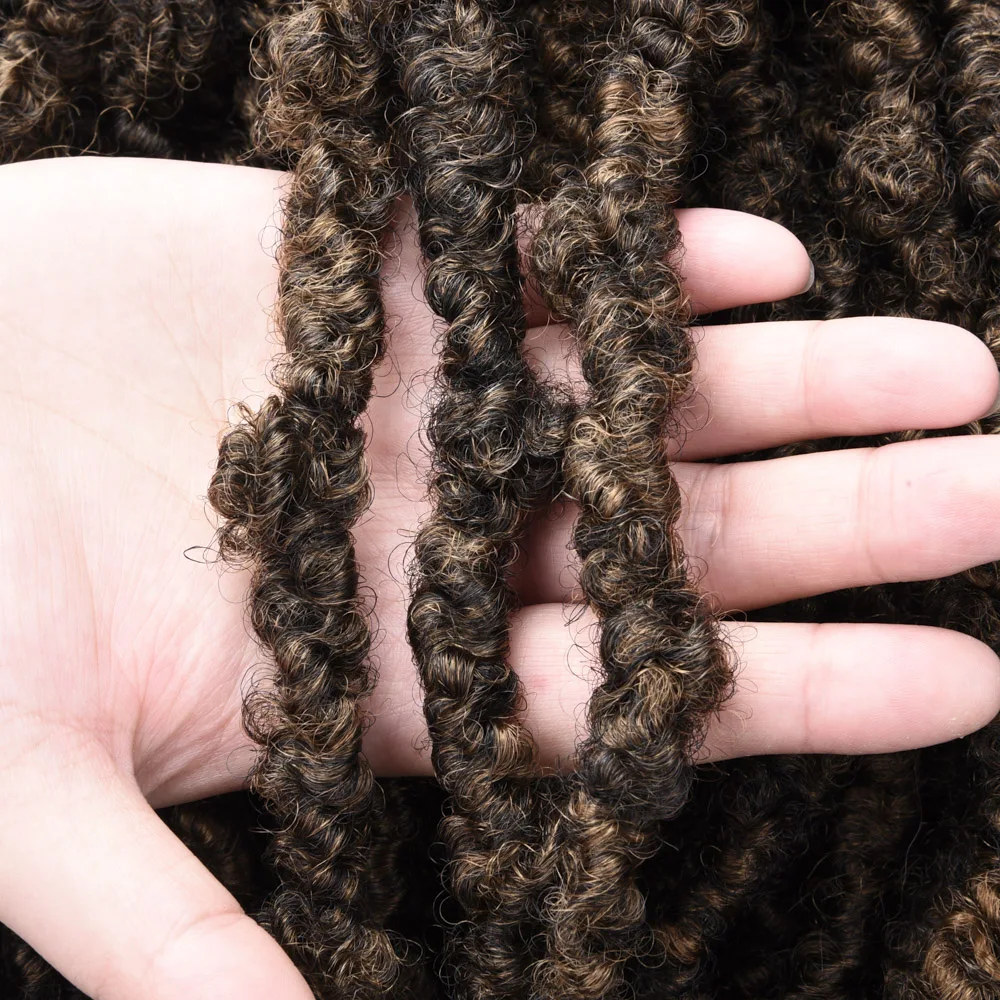 Mechones de pelo desgastado para mujer, postizo de ganchillo de 12 hebras, pelo desgastado de diosa mariposa, 16 pulgadas