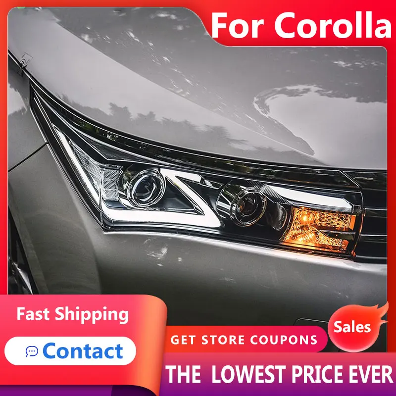 

For Toyota Corolla Headlights 2014 2015 2016 Altis LED Headlight DRL Bi Xenon Lens High Low Beam Parking Fog Lamp Car front lamp
