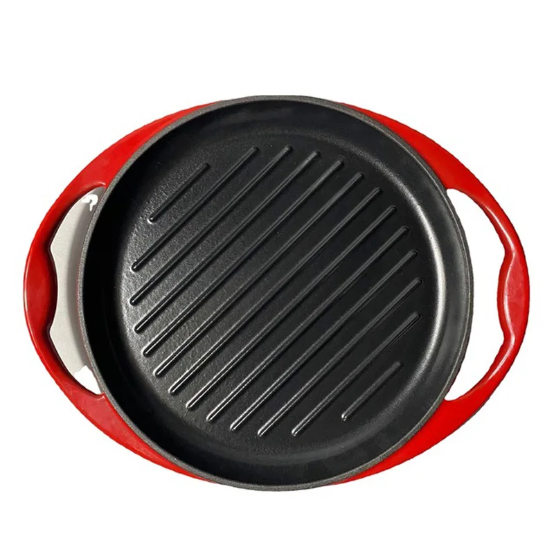 

Cast iron 26cm binaural frying pan, round flat-bottomed frying pan, outdoor picnic steak frying pan, household barbecue pan