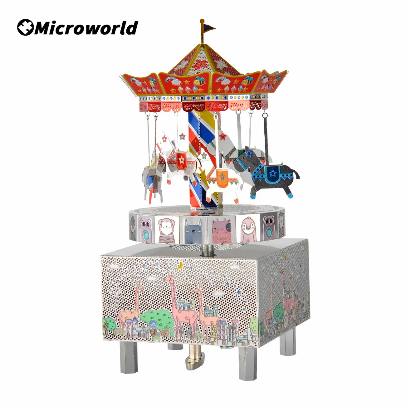 Microworld 3D Puzzle Whirligig Carousel Music Box Model DIY Desktop Decoration Jigsaw Toys Christmas Gifts For Princess Girls