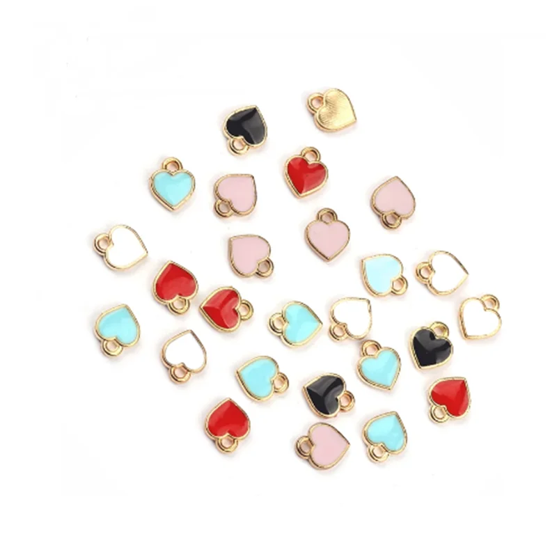 Zinc Alloy Enamel Charms Mini Sweet Love Heart Charms 50pcs/lot  For DIY Fashion Jewelry Making Accessories