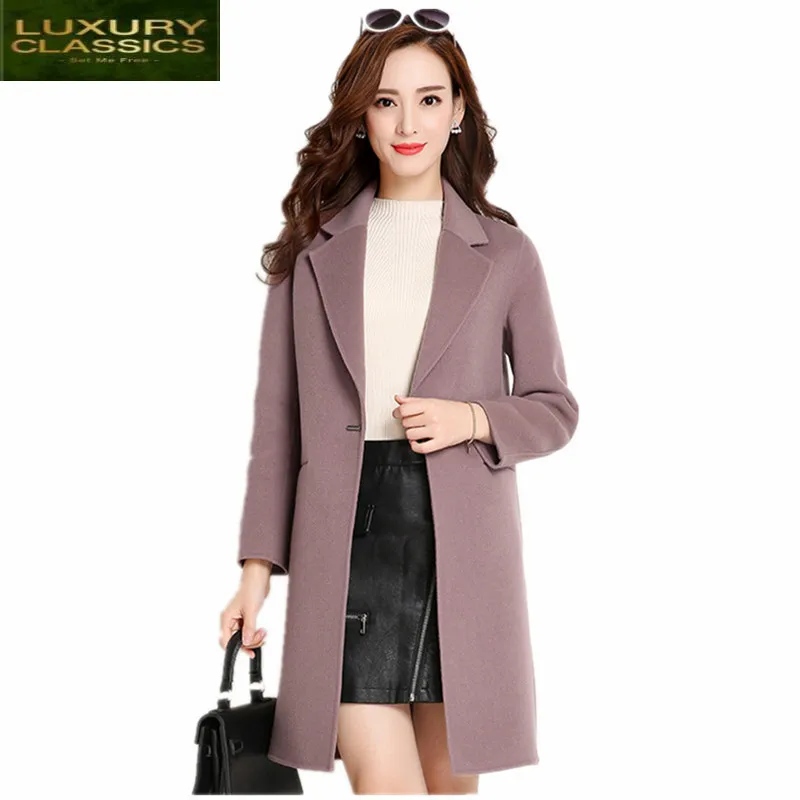 

100% Woolen Women Coat Long Slim Overcoat Jacket Winter Warm Casaco Feminino Single Button Female Abrigos Mujer CJ320