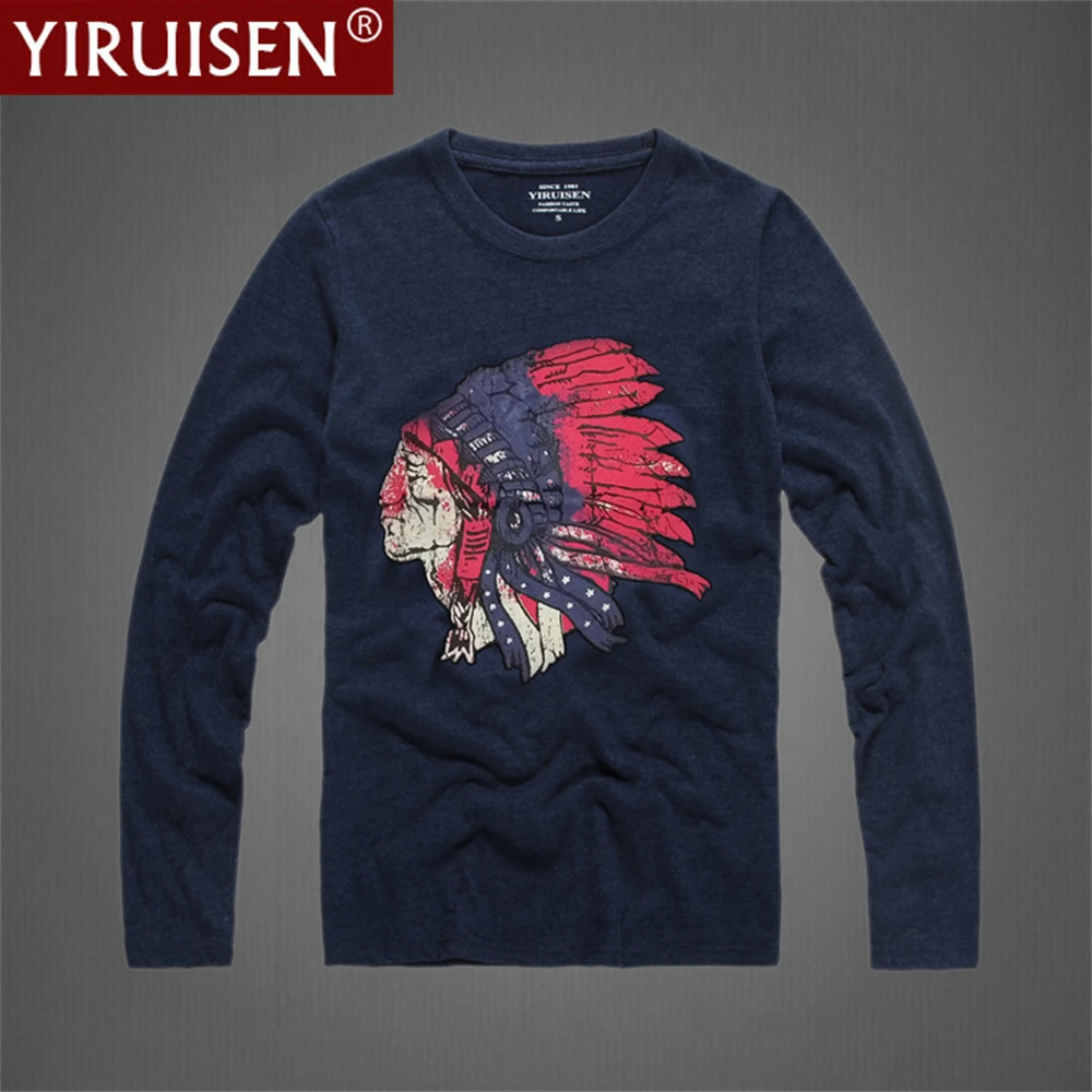 YiRuiSen Brand Ameican AF Design Long Sleeve T Shirts Men Soft 100% Cotton Autumn Clothing Fashion Top Long Comfortable Clothing