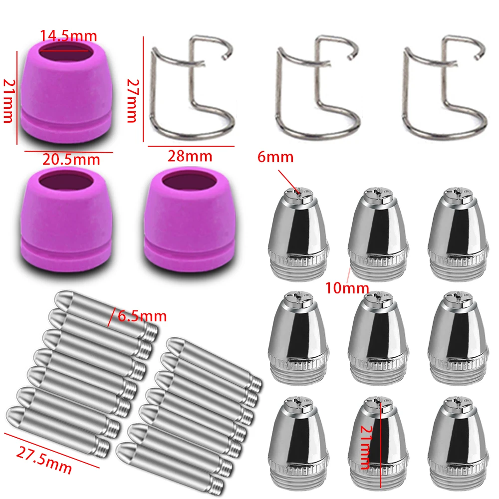 100pcs WSD60 Plasma Cutting Consumables Torch Electrode Tip Nozzle Kit 60A Plasma Cutting Machine Accessories AG60 SG55