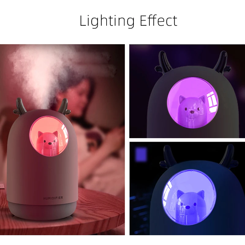 Luftbefeuchter 300ML Nette Kaninchen Ultra-Stille USB Aroma Ätherisches zimmer Auto LED Nacht Lampe Luftreiniger Nebel maker Luft Frischer