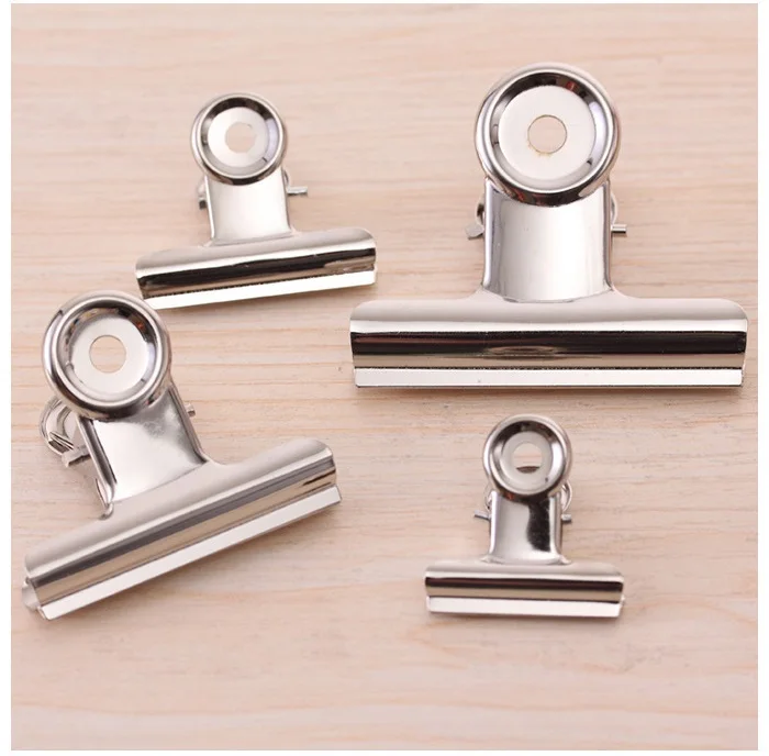 300pcs/lot Round Metal Grip Clips Silver Bulldog Clip Stainless Steel Ticket Clip Bills Clip Office Stationery