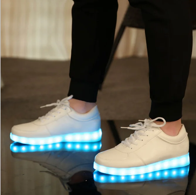 2024 New USB Chargering Led Shoes  Adults Light Up Sneakers  Men Women Glowing Party  Lovers' Shoes Luminous Shoes White