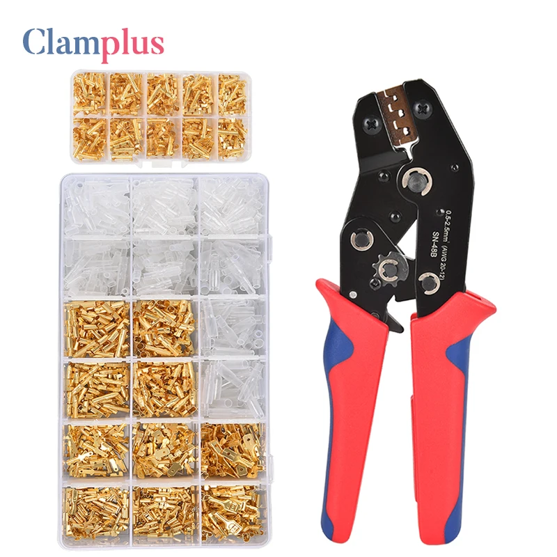 2.8/4.8/6.3mm Insulated Female Male Spade Crimp Terminals Sleeve Wire Wrap Connector And Insulated Sleeves Kit