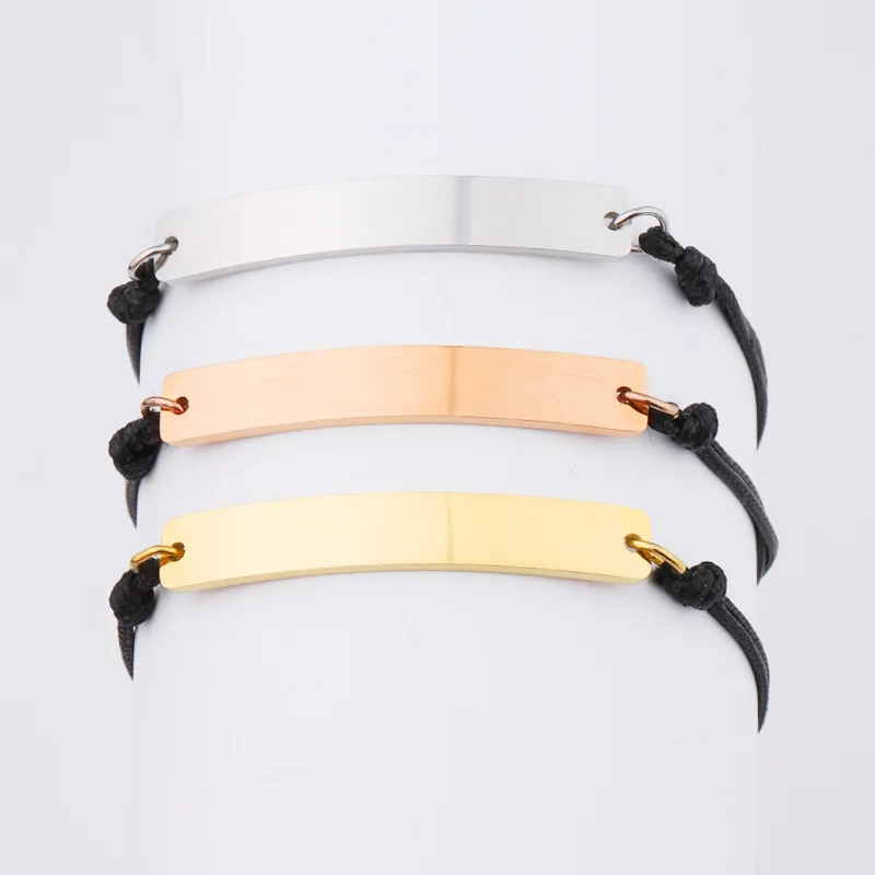 

Плетеный браслет из нержавеющей стали, для гравировки, регулируемая веревочная цепочка, идентификационный браслет, оптовая продажа, 10 шт., 100%