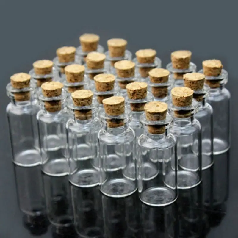 10/20/30pcs 0.5ml/1ml/2ml/5ml Clear Glass Jars Vial with Cork Stopper for Sample Perfume container wedding home Decoration Gifts